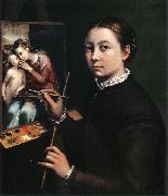 Sofonisba Anguissola Self-portrait at the easel. oil painting on canvas